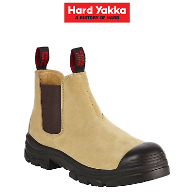 Hard Yakka Mens Grit Suede Sand Pull Up Boots Steel Cap Work Safety Y60087