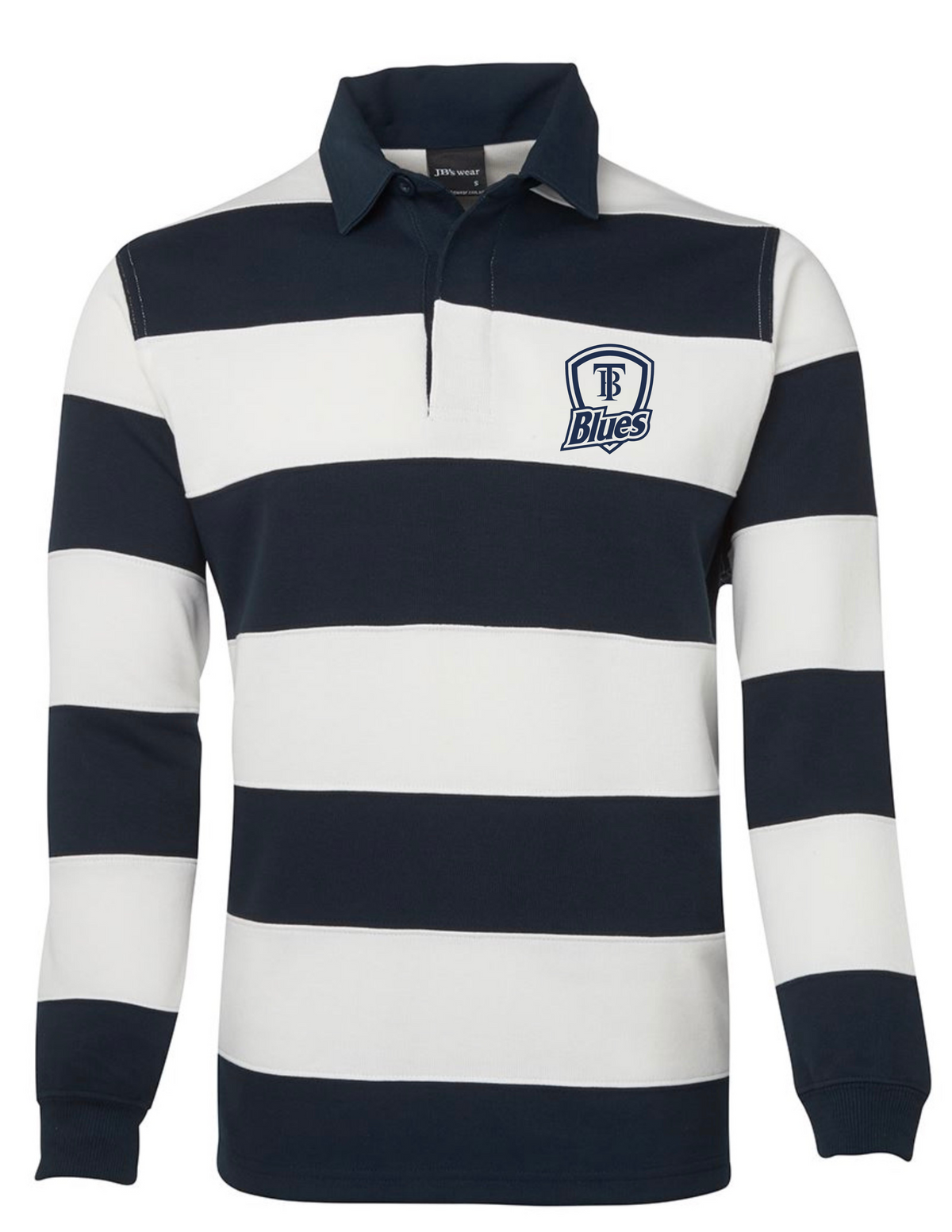 Tumby Bay Blues Unisex Striped Rugby Shirt Logo Embroidered Navy/White 3SR-Collins Clothing Co