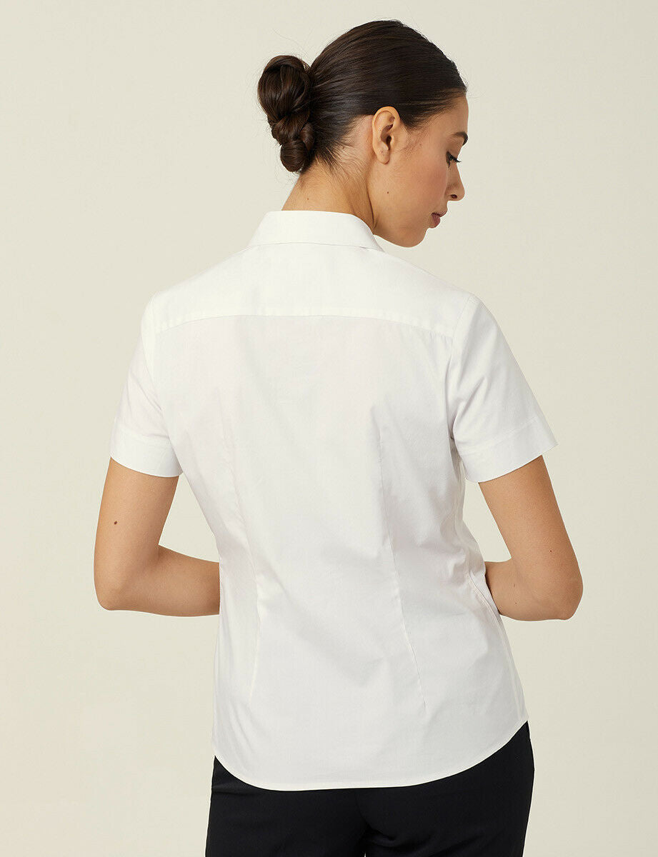 White Fitted Short Sleeve Shirt