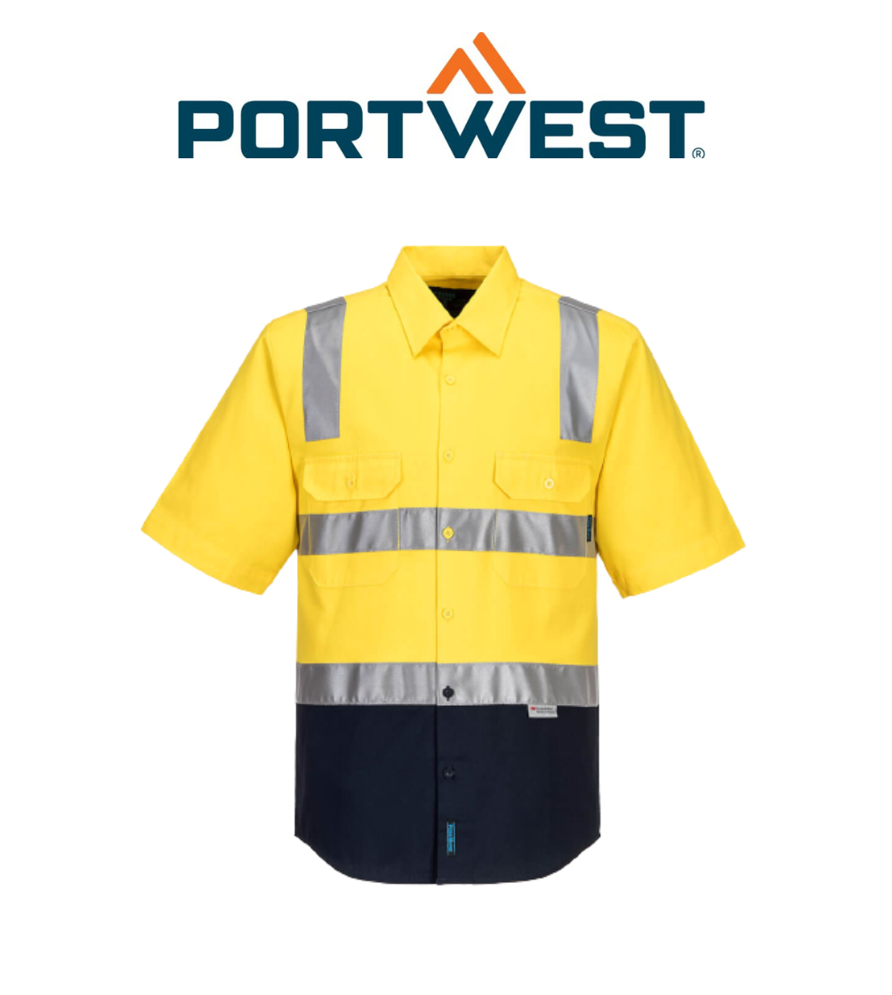 Portwest Hi-Vis Two Tone Regular Weight Shirt Tape Over Shoulder Safety MS102