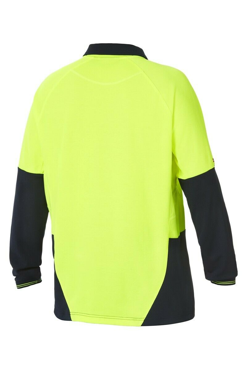 Hard Yakka Koolgear Hi-Vis Summer Long Sleeve Vent Polo Shirt Work Y11389-Collins Clothing Co