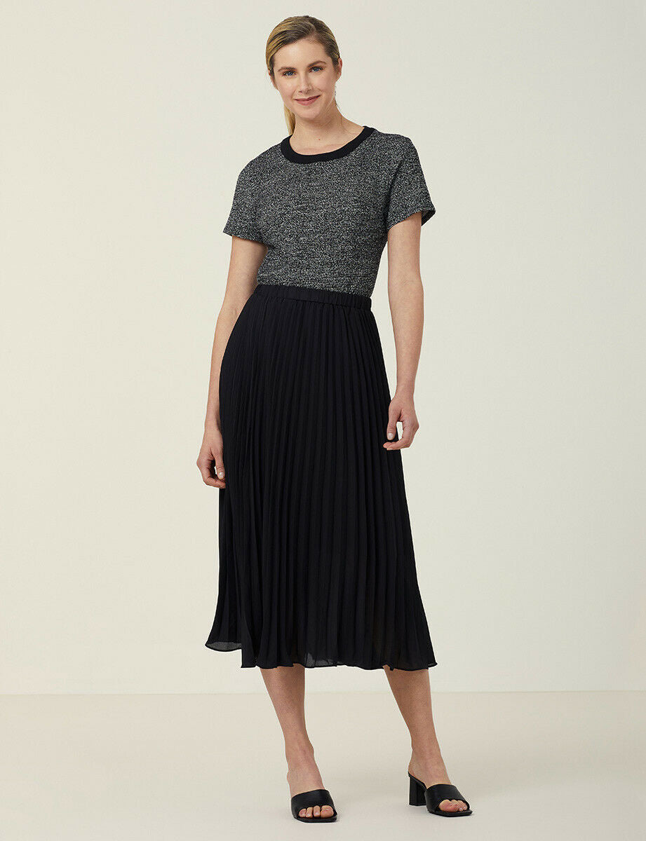 NNT Womens Formal Soft Georgette Pleated Midi Skirt Relaxed Fit Business CAT2R2-Collins Clothing Co