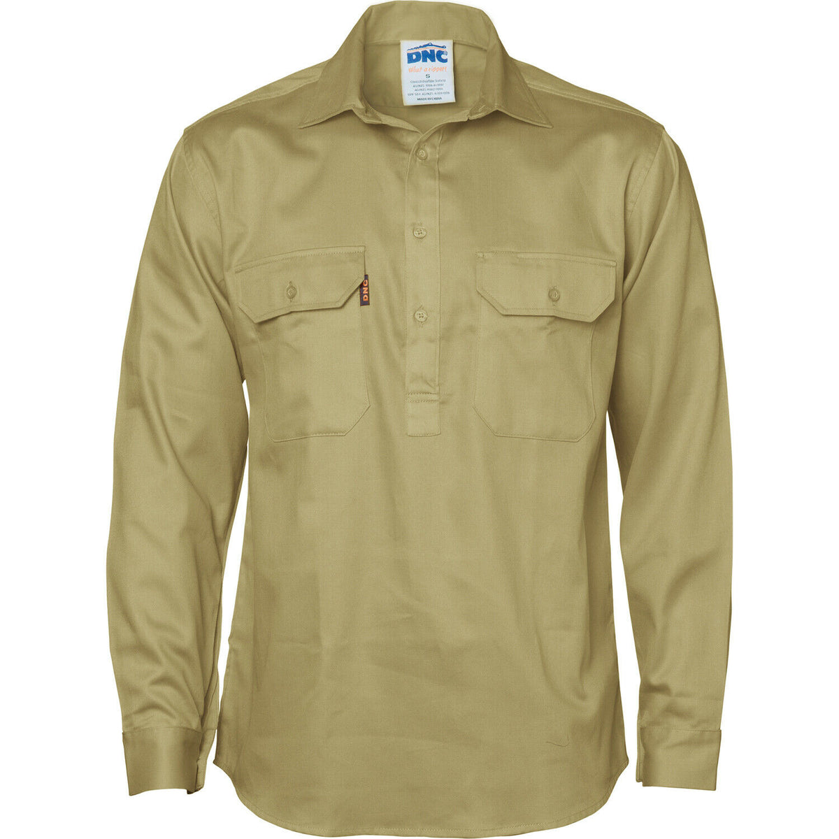 DNC Workwear Close Front Cotton Drill Long Sleeve Shirt Comfortable Work 3204-Collins Clothing Co