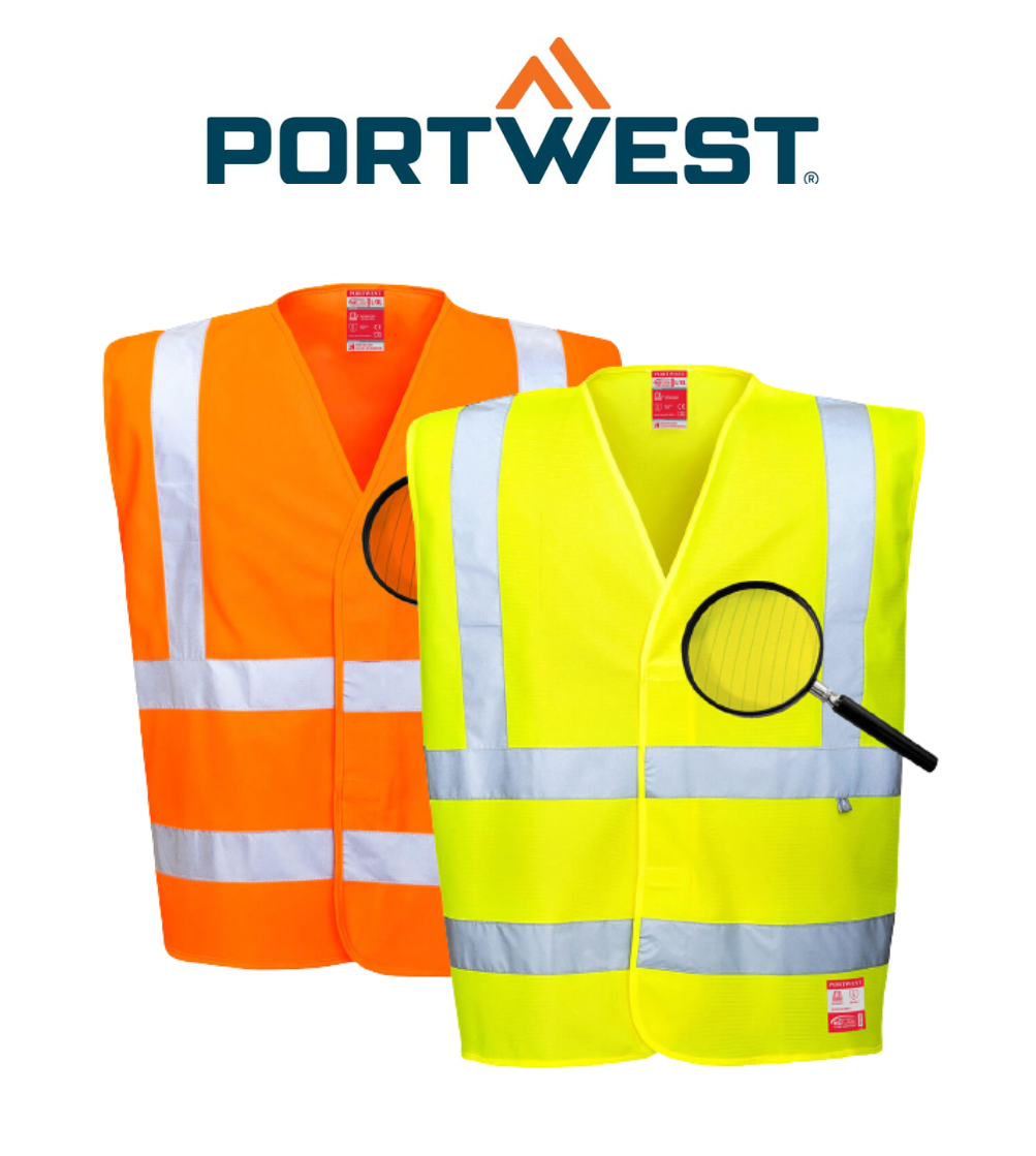 Portwest Hi-Vis Anti Static Vest - Flame Resistant Reflective Work Safety FR71
