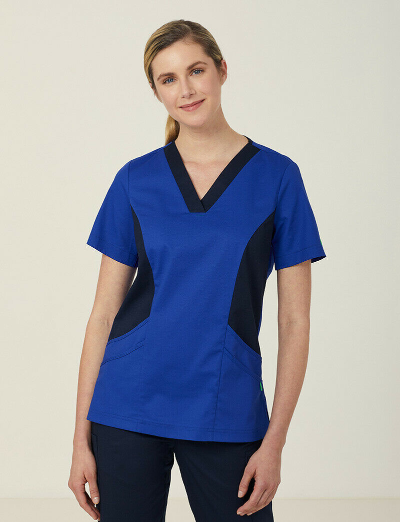 NNT Womens Nightingale V Neck Contrast Scrub Top Nurse Workwear Comfort CATULL-Collins Clothing Co