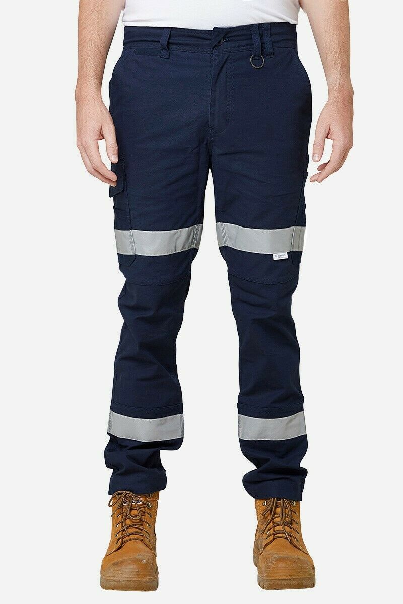 Mens Elwood Work Road Pants Stretch Canvas Phone Pocket Taped Safety Slim EWD106-Collins Clothing Co