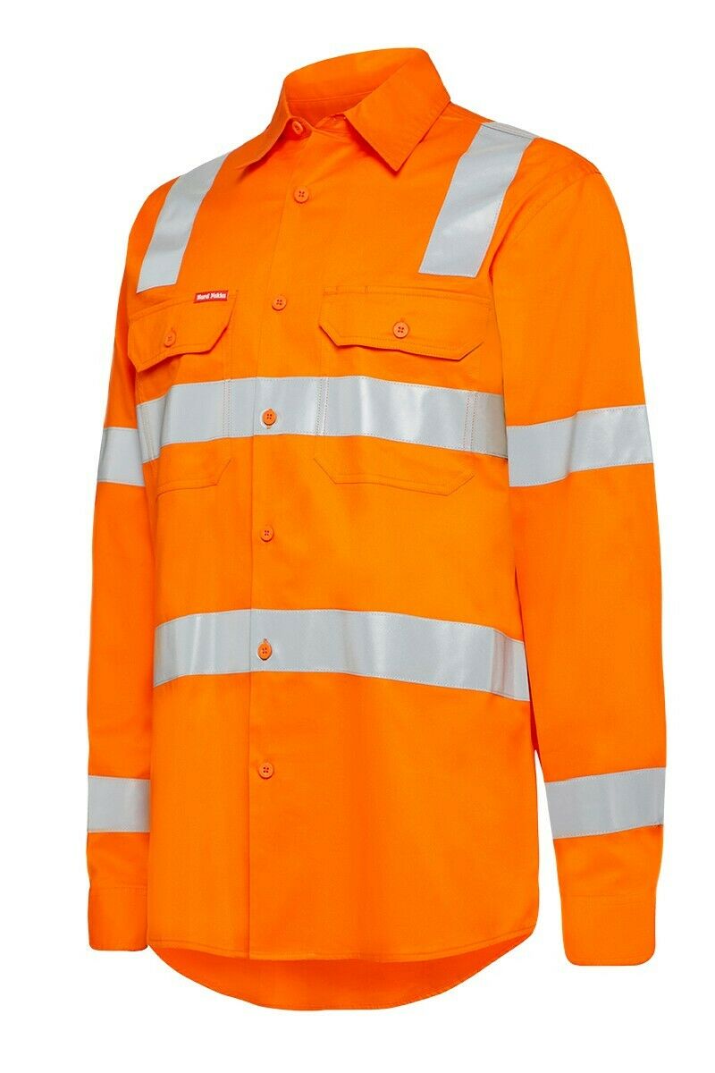 Mens Hard Yakka Rain Lightweight Drill Shirt Tape Hi-Vis Biomotion Safety Y04265-Collins Clothing Co