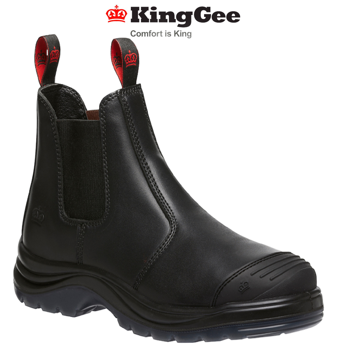 KingGee Mens Tradie Elastic Pull Up Steel Toe Work Boots Memory