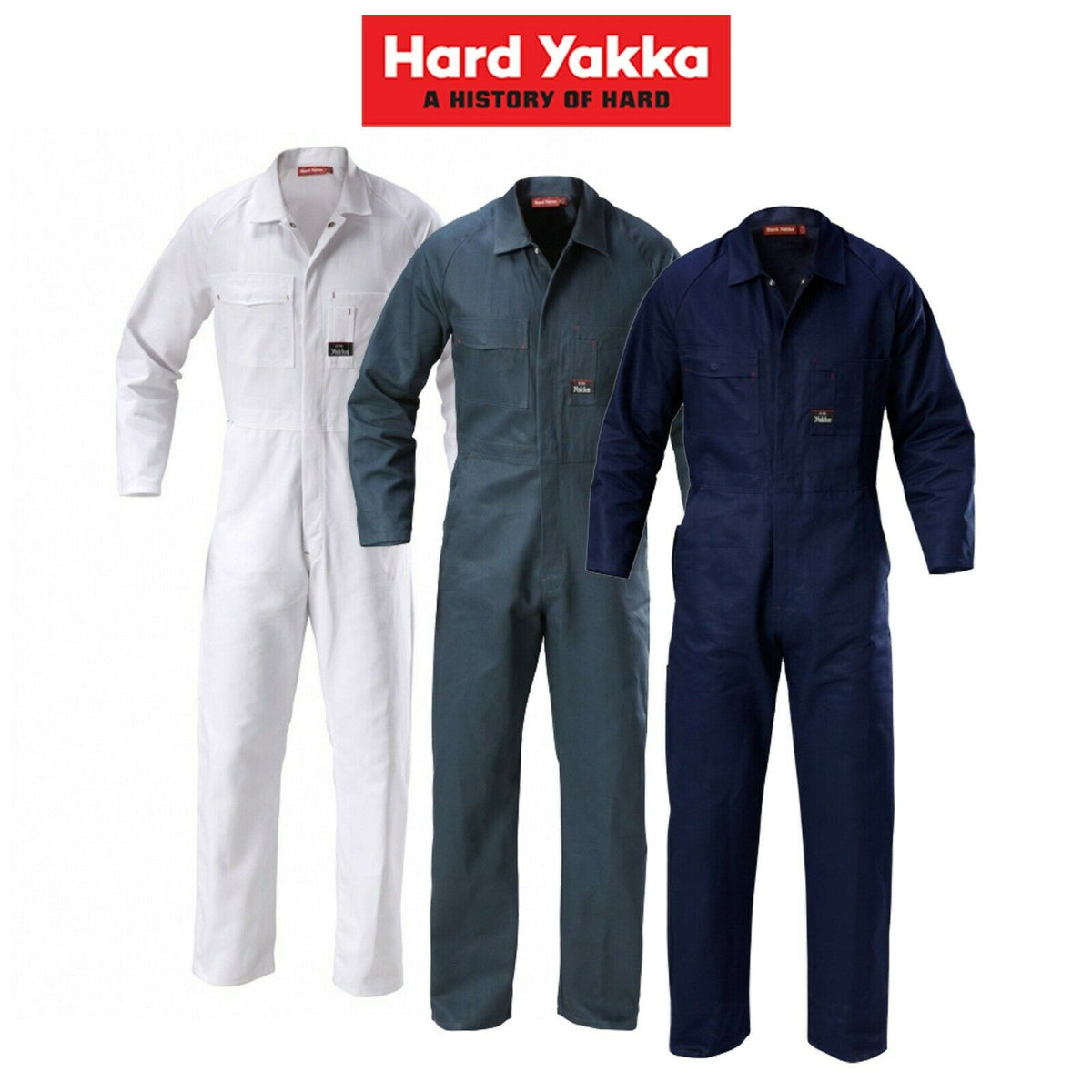 Mens Hard Yakka Mid Weight Coverall Cotton Drill Overall Work Safe Tough Y00010