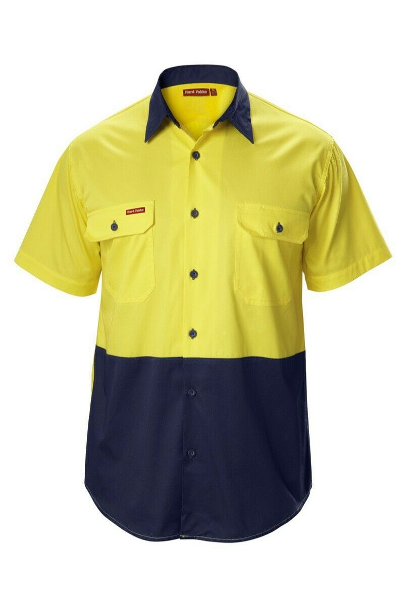 Hard Yakka Koolgear Shirt Hi-Vis Short Sleeve Vented Safety Work Y07559-Collins Clothing Co