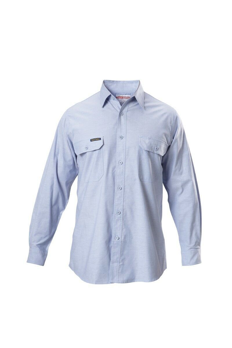 Hard Yakka Long Sleeve Chambray Light Business Cotton Work Shirt Y07528