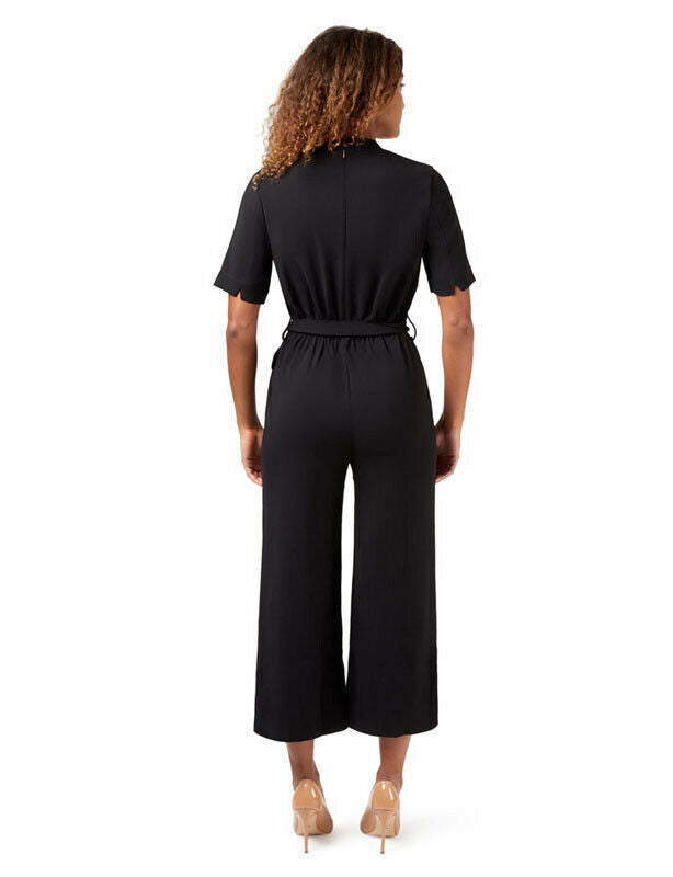 NNT Womens Short Sleeve Formal Jumpsuit Invisible Button Pleats Waist Tie CAT3RT-Collins Clothing Co