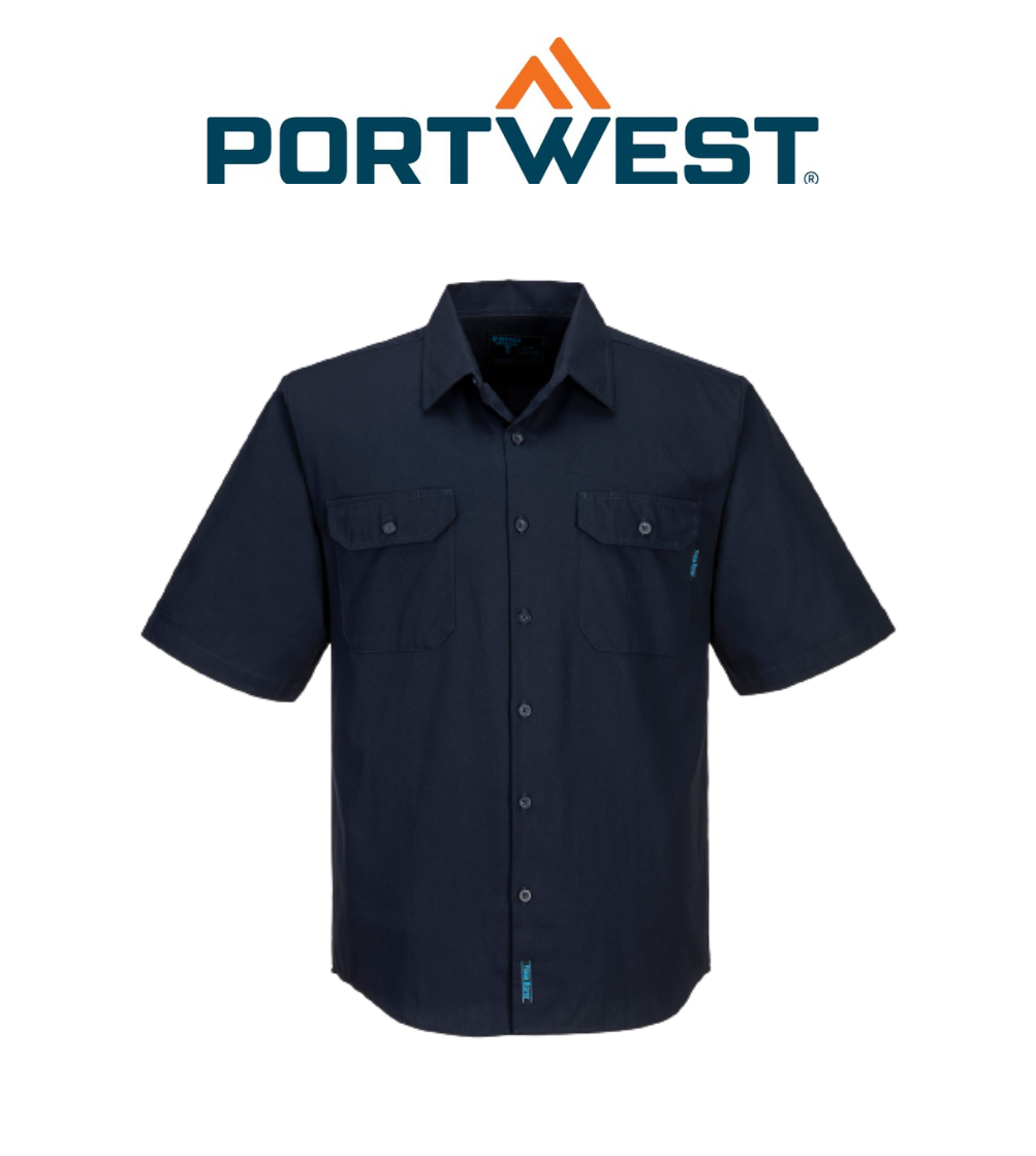 Portwest Adelaide Shirt, Short Sleeve, Regular Weight Cotton Polo Shirt MS905