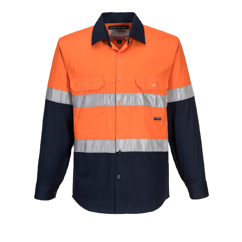 Portwest Hi-Vis Two Tone Regular Weight Long Sleeve Shirt Tape Safety MA101-Collins Clothing Co