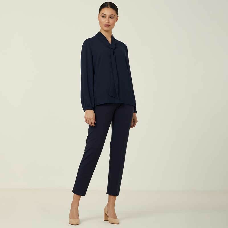 NNT Womens Formal Long Sleeve Tie Neck Blouse Classic Gathered Business CATUL2-Collins Clothing Co