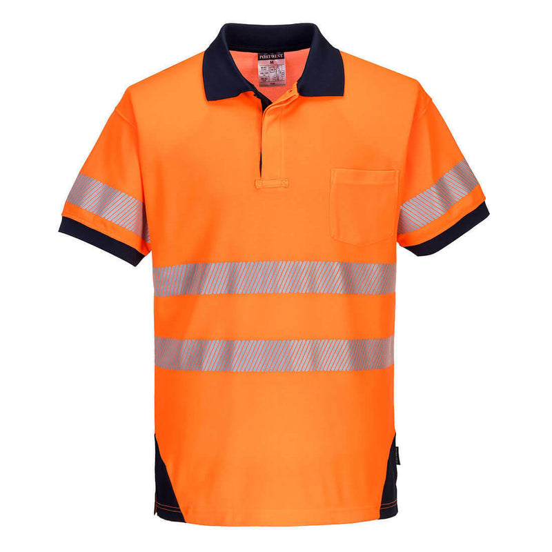 Portwest Mens PW3 Hi-Vis Polo Short Sleeve Cool Dry Comfy Taped Work Shirt T182-Collins Clothing Co