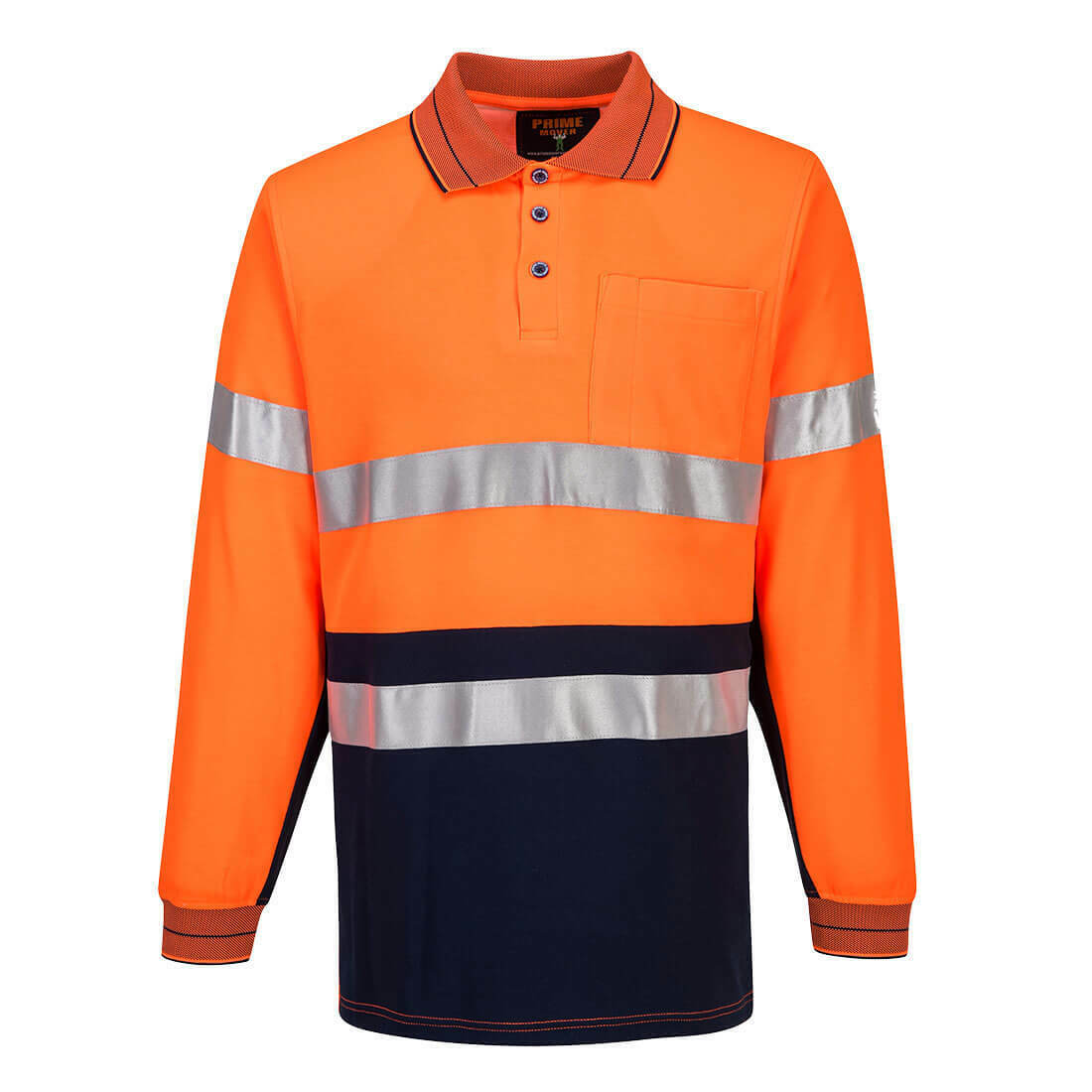 Portwest Mens Prime Mover Long Sleeve Cotton Work Shirt Polo Hi-Vis Taped MP313-Collins Clothing Co