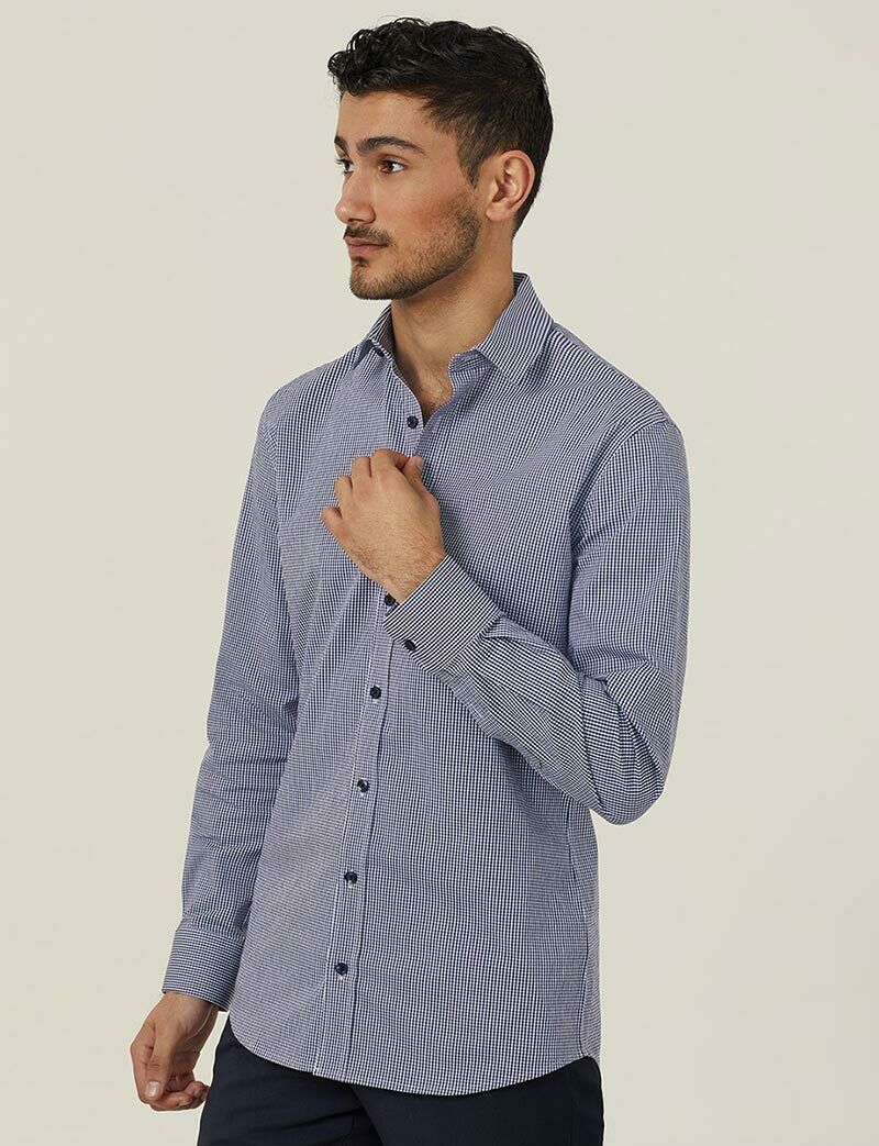 NNT Mens Avignon Gingham Checked Long Sleeve Shirt Casual Fit Business CATJDF-Collins Clothing Co