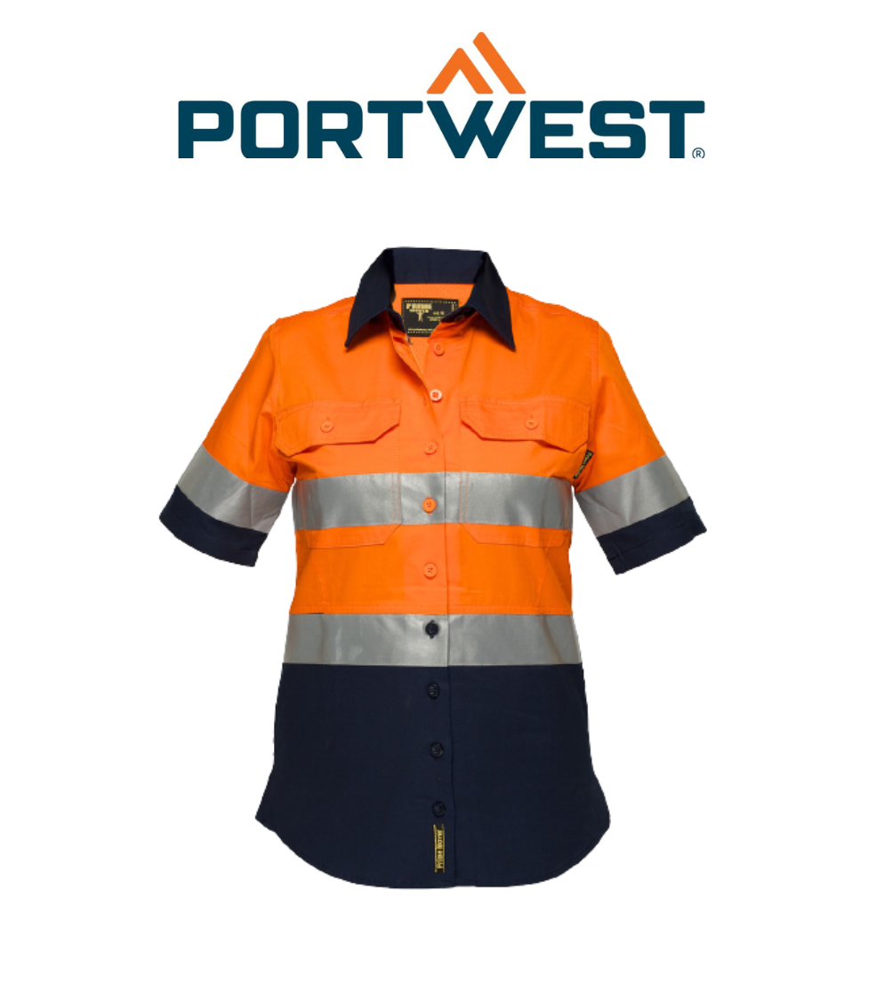 Portwest Ladies 2 Tone Lightweight Short Sleeve Shirt with Tape Hi VisTex ML809