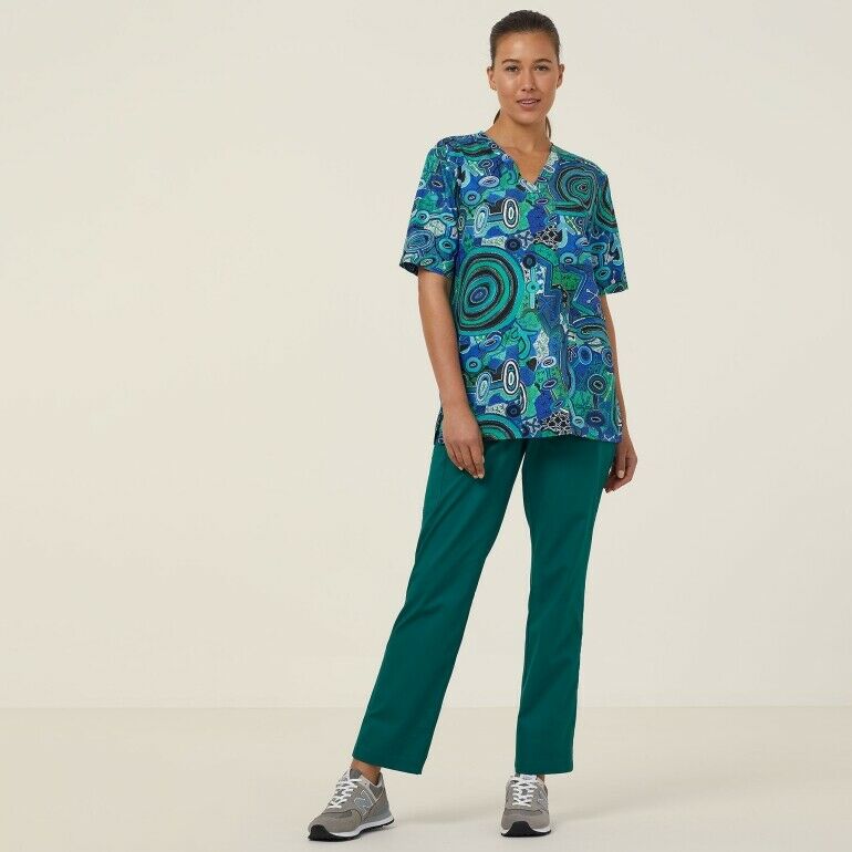 NNT Uniforms Unisex Warlu Indigenous Print Scrub Top V Neck Nurses Work CATRFR-Collins Clothing Co