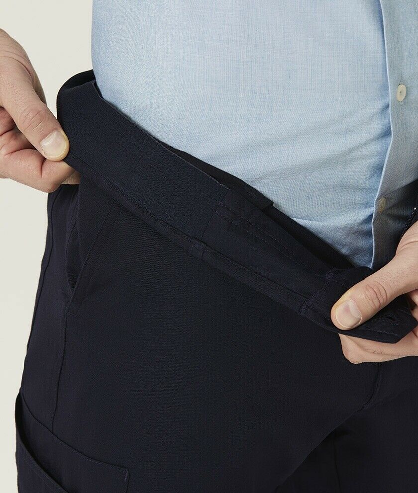 Mens NNT P/V Gaberdine Flex Waist Cargo Pants Navy Slim Leg Business Work CATCKH-Collins Clothing Co