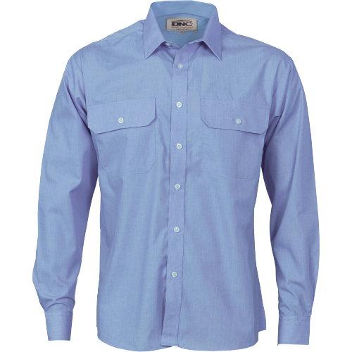 DNC Workwear Mens Polyester Cotton Work Shirt Long Sleeve Business Casual 3212-Collins Clothing Co
