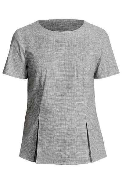 NNT Women Hand Drawn Print Short Sleeve Peplum Top Curved Neckline Formal CATU5X-Collins Clothing Co