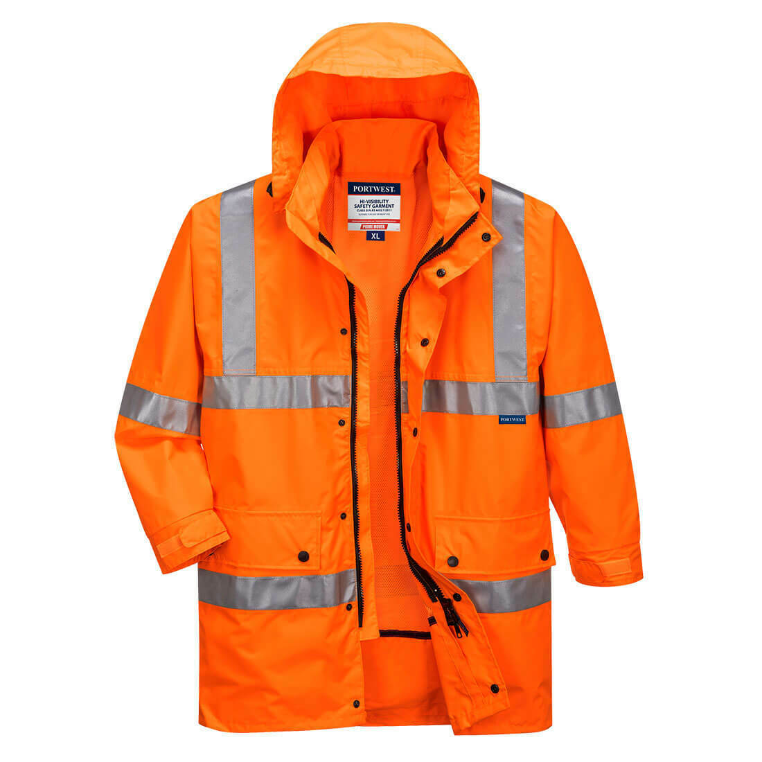 Portwest Argyle Full Hi-Vis Rain Jacket with Tape 2 Tone Work Safety MF306