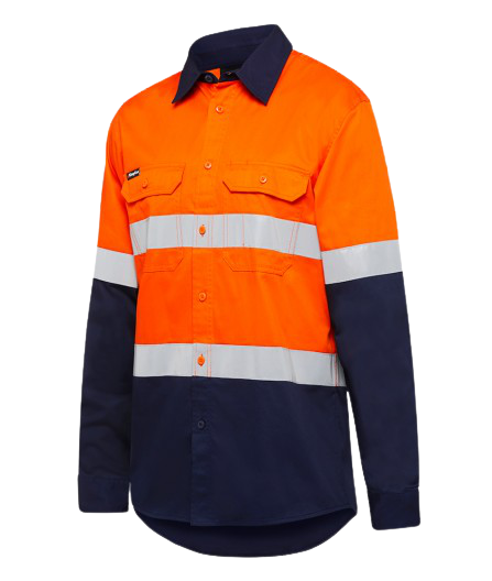 KingGee Mens Stretch Spliced Shirt Hi-Vis Tape Reflective Work Safety K04050-Collins Clothing Co