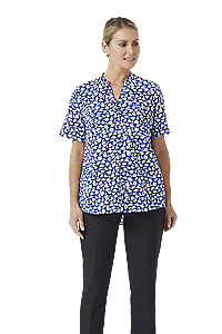 NNT Womens Petal Print Short Sleeve Tunic Mandarin Collar Neckline CATUHU-Collins Clothing Co
