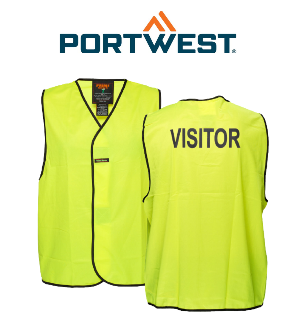 Portwest Visitor Hi-Vis Vest Class D Lightweight Touch Tape Work Safety MV120