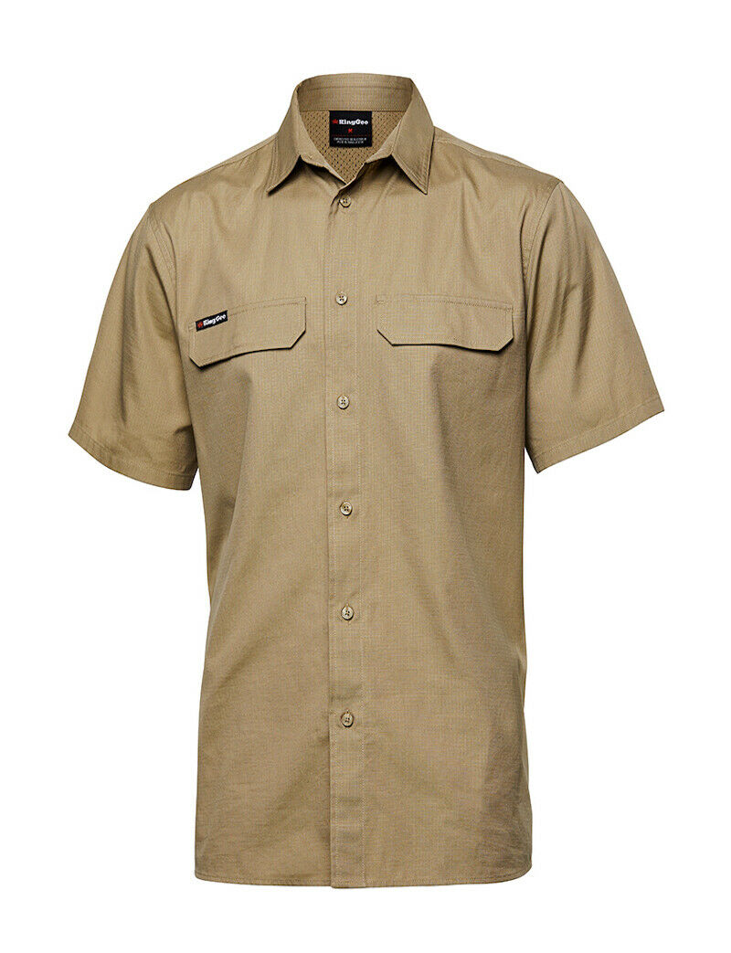 KingGee Mens Workcool Pro Shirt S/S Tough Stretch Ripstop Cotton Work K14022-Collins Clothing Co