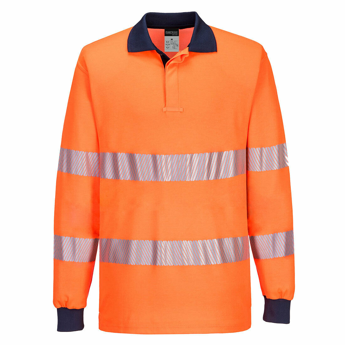Portwest Mens Long Sleeve PW3 Hi-Vis Polo Shirt  Reflective Safety Workwear T186-Collins Clothing Co