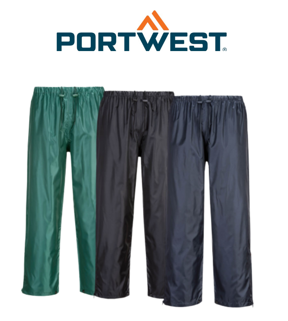 Portwest Mens Wet Weather Leisure Pants Oxford Waterproof Elastic Waist MP205