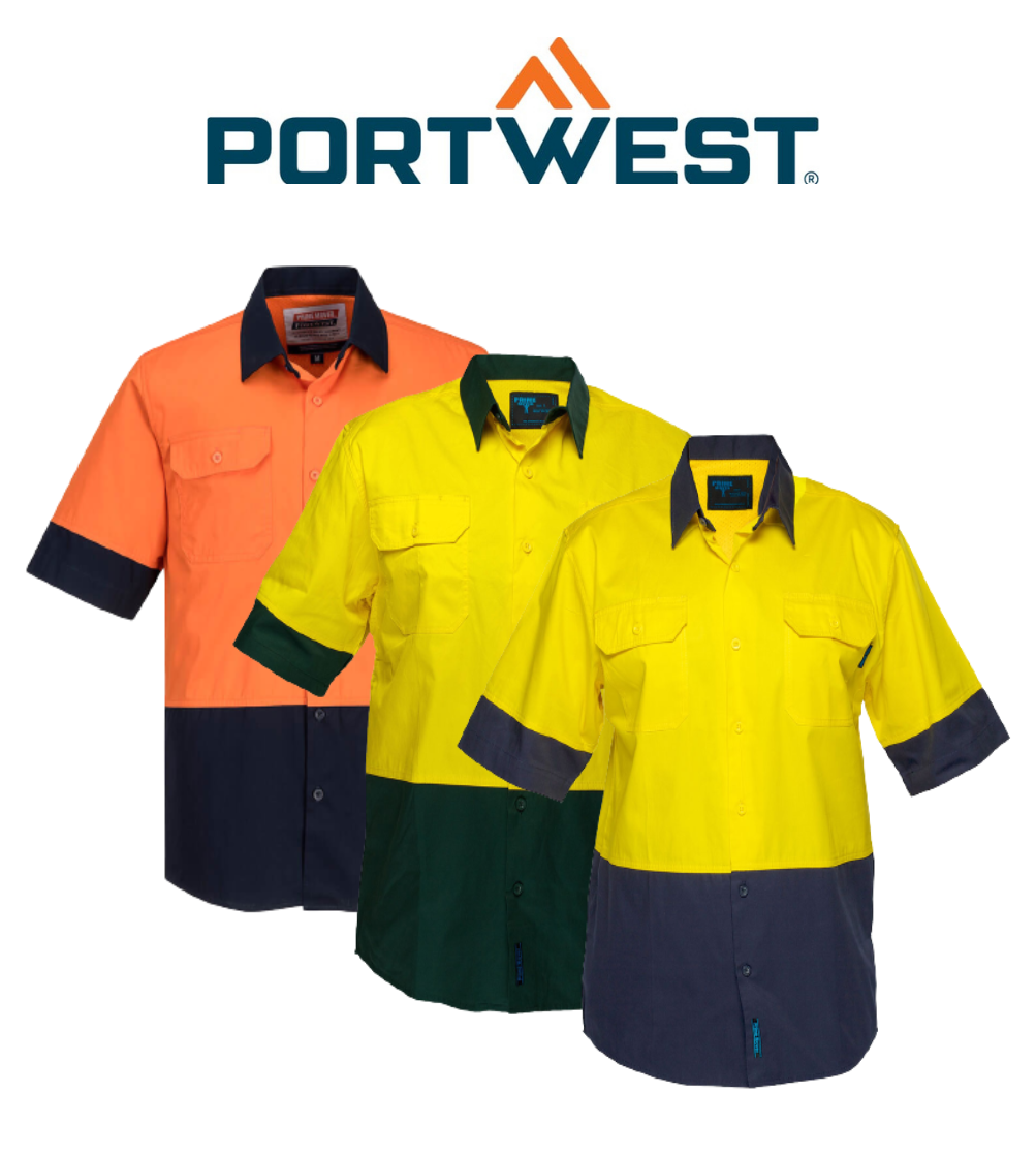 Portwest Hi-Vis Two Tone Lightweight Short Sleeve Shirt Reflective Safety MS802