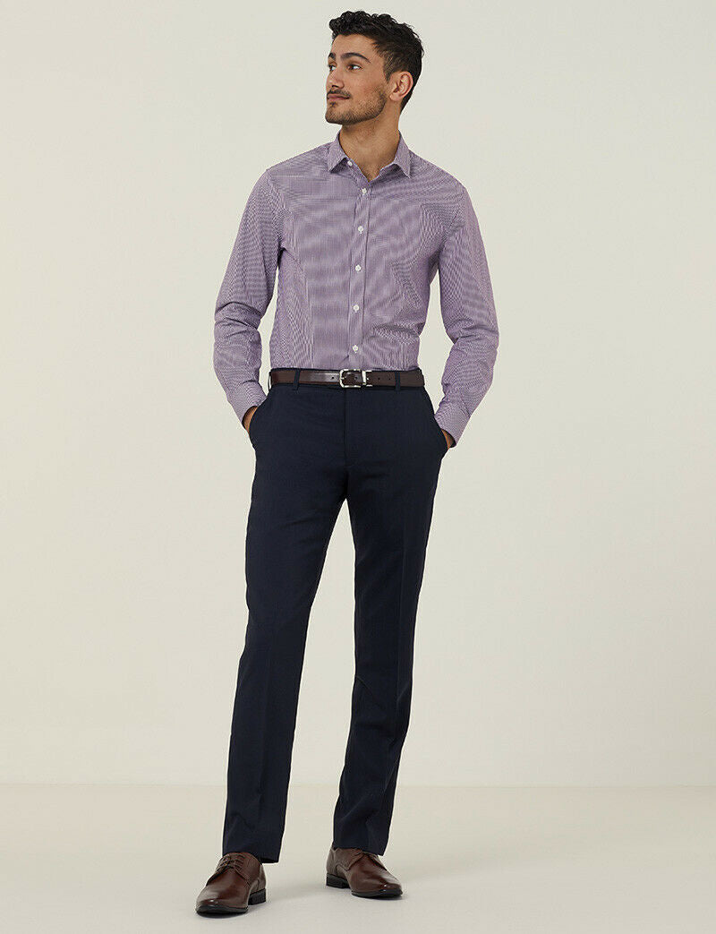 NNT Mens Avignon Gingham Checked Long Sleeve Shirt Casual Fit Business CATJDF-Collins Clothing Co