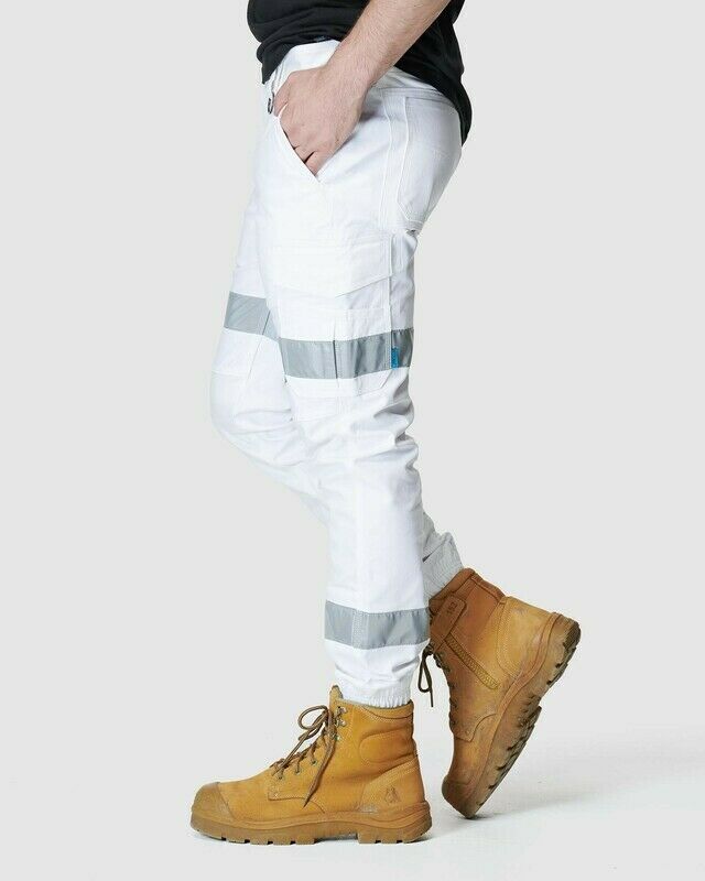 Elwood Mens Reflective Cuffed Work Pants Taped Pant Stretch Canvas Cargo EWD107-Collins Clothing Co