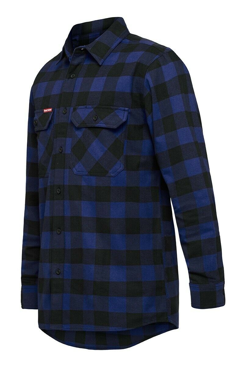 Hard Yakka Check Flannel Long Sleeve Shirt Button Work Hard Fashion Y07295-Collins Clothing Co