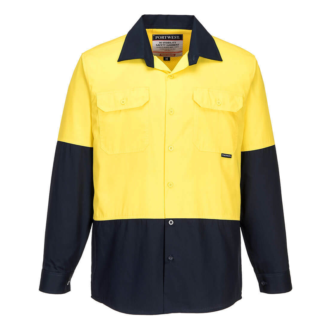 Portwest Mens Prime Mover Hi-Vis Lightweight Long Sleeve Shirt Cotton Work MS801-Collins Clothing Co