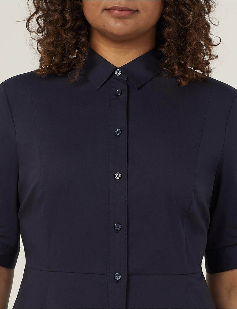 NNT Womens Avignon Shirt Dress Fit Flare Collared Elbow Length Cotton CAT69K-Collins Clothing Co
