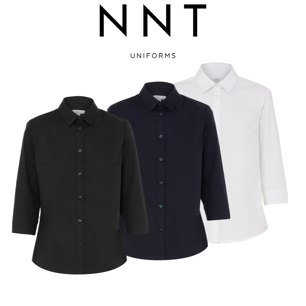 NNT Womens Avignon Formal Stripe 3/4 Sleeve Business Shirts Regular Fit CATUKY