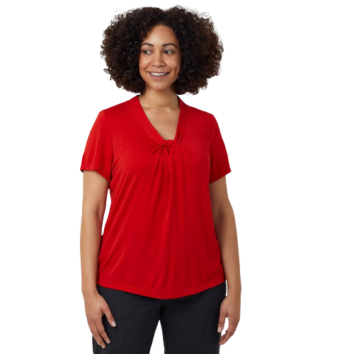 NNT Womens Matt Jersey Twist Neck Short Sleeve Top Classic Fit V Neckline CATUFS-Collins Clothing Co