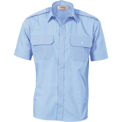 DNC Workwear Mens Epaulette Polyester Cotton Work Shirt Short Sleeve Casual 3213-Collins Clothing Co