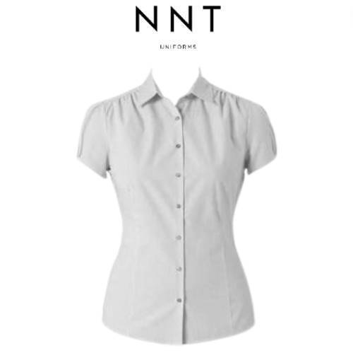 NNT Womens Cap Sleeve Shirt Pleated Collared Button Classic Shirt CAT475