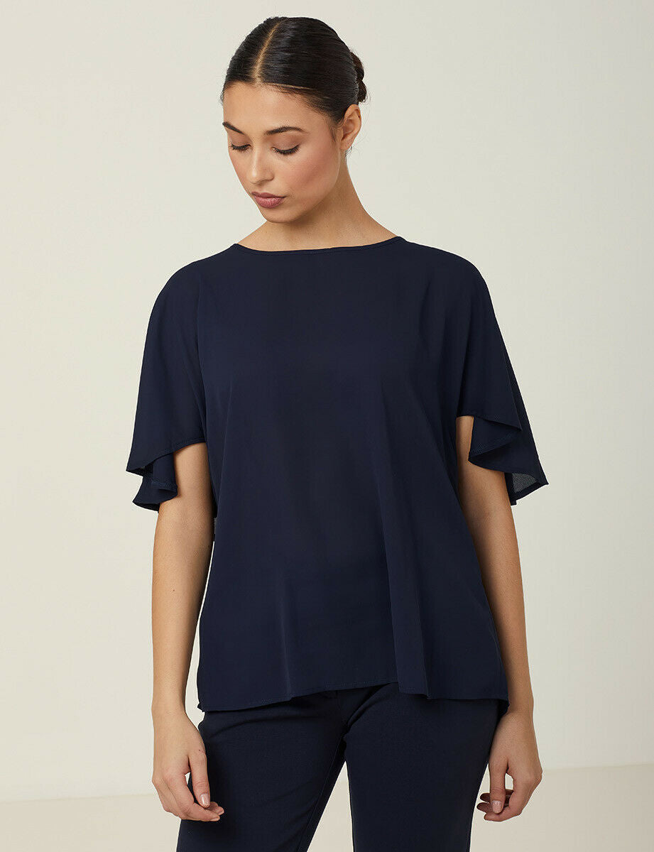 NNT Womens Georgie  Cape Short Sleeve Blouse Classic Fit Comfortable CATUKD-Collins Clothing Co