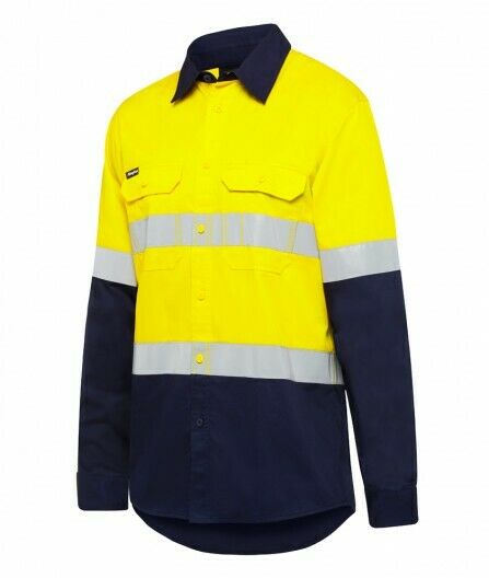 KingGee Mens Stretch Spliced Shirt Hi-Vis Tape Reflective Work Safety K04050-Collins Clothing Co