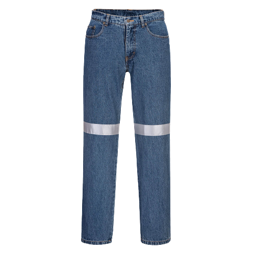 Portwest Denim Pants with Tape Pre Shrunk Reflective Tape Straight Pant MW169-Collins Clothing Co