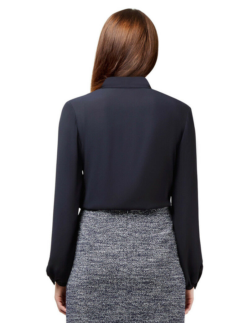 NNT Womens Formal Long Sleeve Tie Neck Blouse Soft Georgette Business CATUG4-Collins Clothing Co