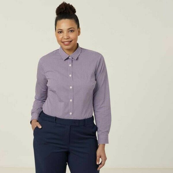 NNT Womens Avignon Gingham Business Shirts Long Sleeve Check Formal Shirt CATUKS-Collins Clothing Co