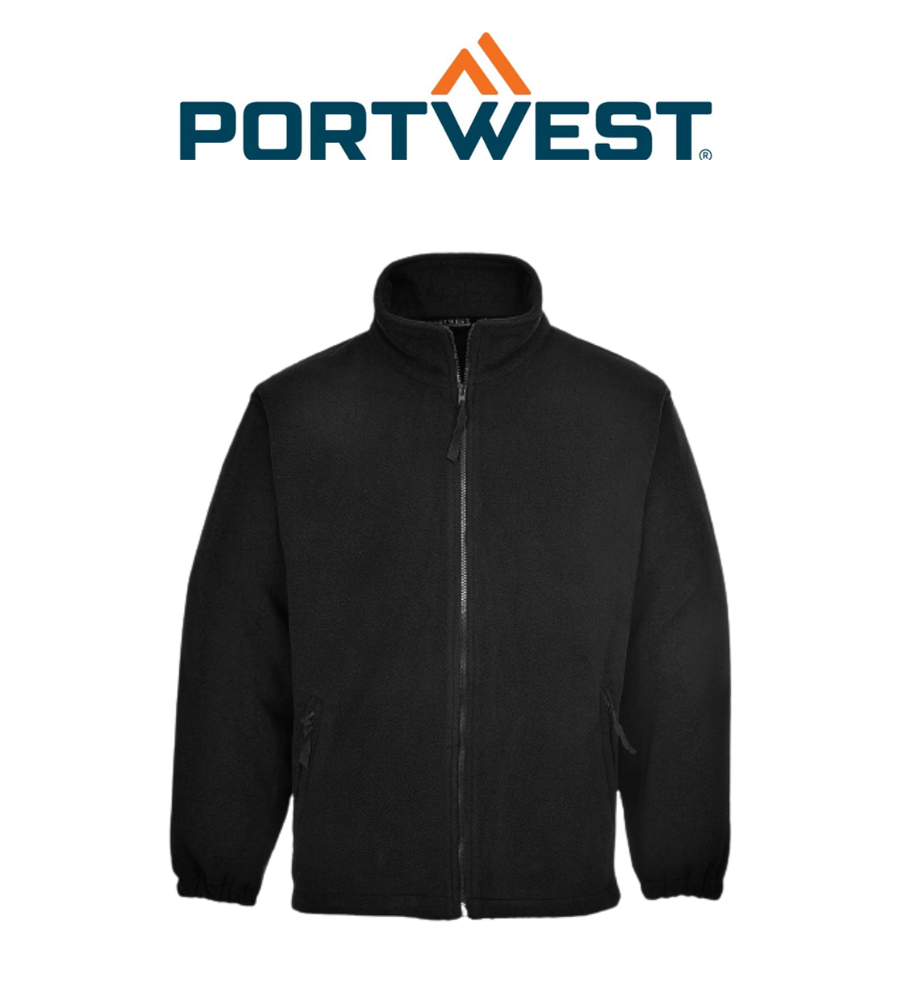 Portwest Mens Aran Fleece Jumper Middleweight Full Zip Long Sleeve Jacket F205